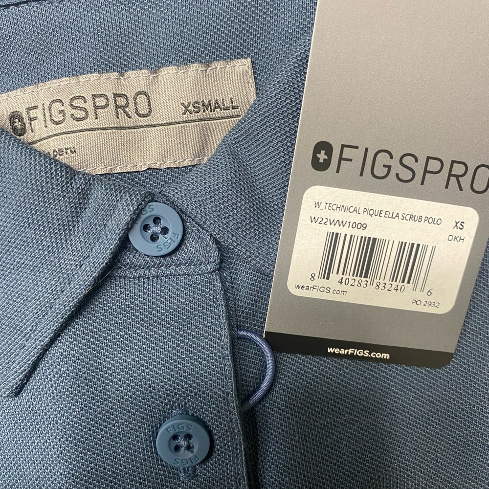 S Figs polo navy blue top